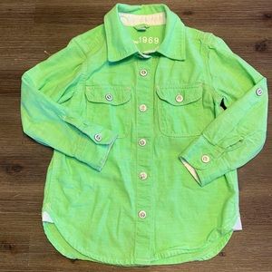 🟡EUC🟡 GAP Green Button Down Shirt - Size Kids 4